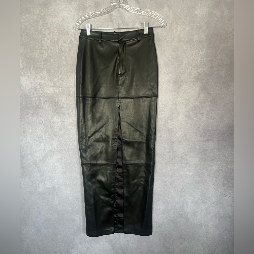 Oh Polly Black Maxi Pencil Skirt with Slit Size 0 NWOT